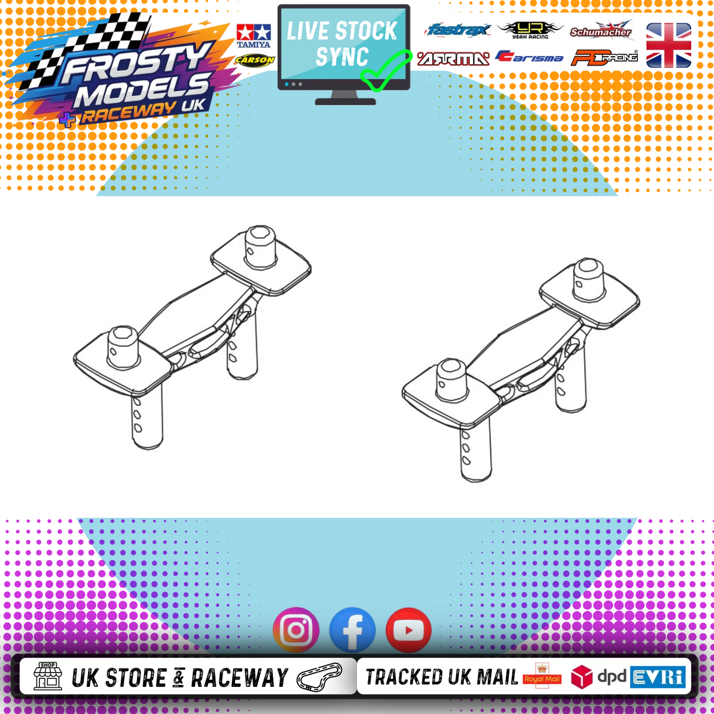 PD RACING SPARES - 1/10TH TK10 & TR10 - Body Mount   2PCS - PD861-020