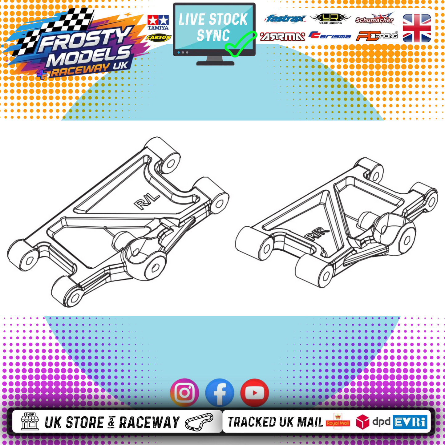 PD RACING SPARES - 1/10TH TK10 & TR10 - Rear Lower Suspension Arm 2PCS - PD861-013