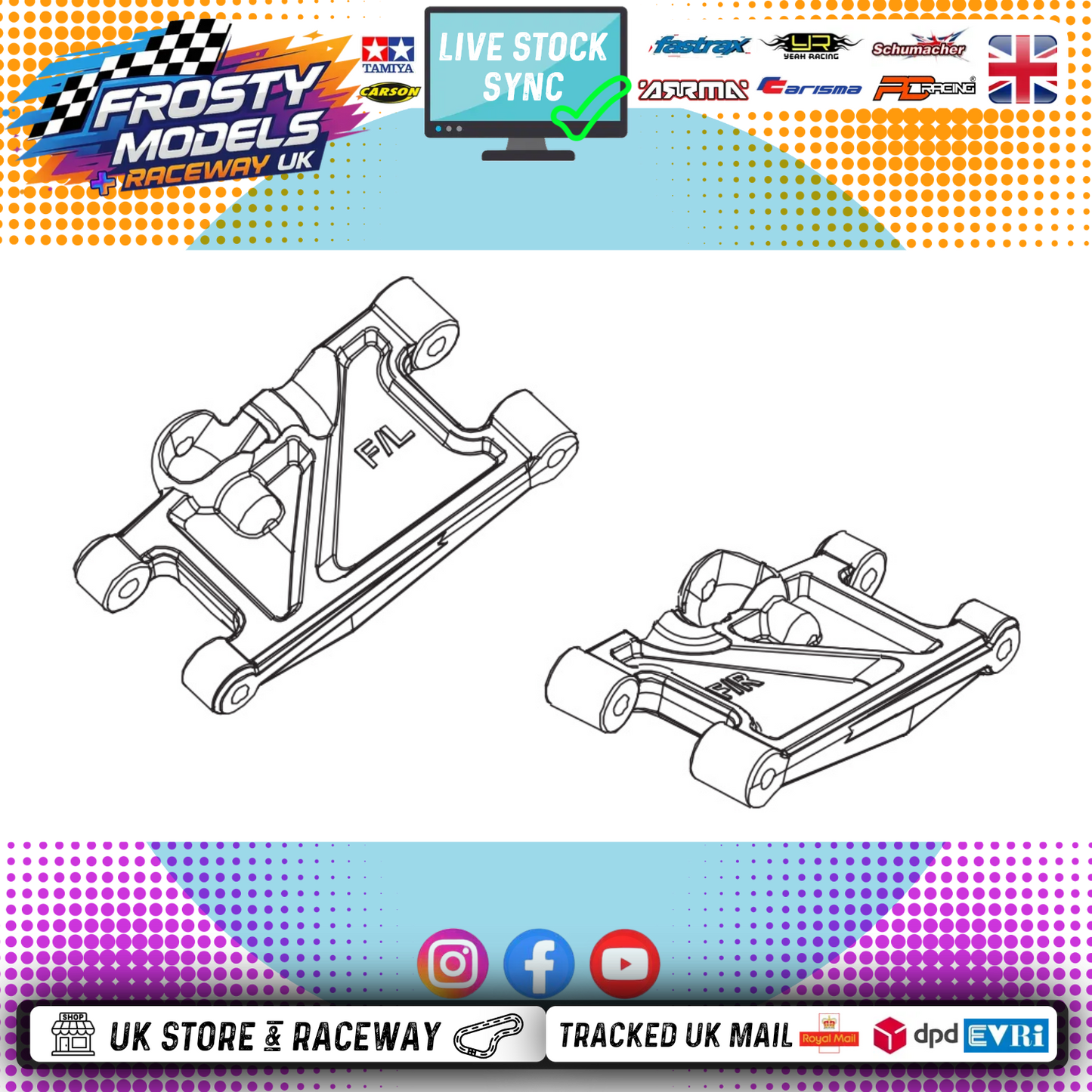 PD RACING SPARES - 1/10TH TK10 & TR10 - Front Lower Suspension Arm 2PCS - PD861-012