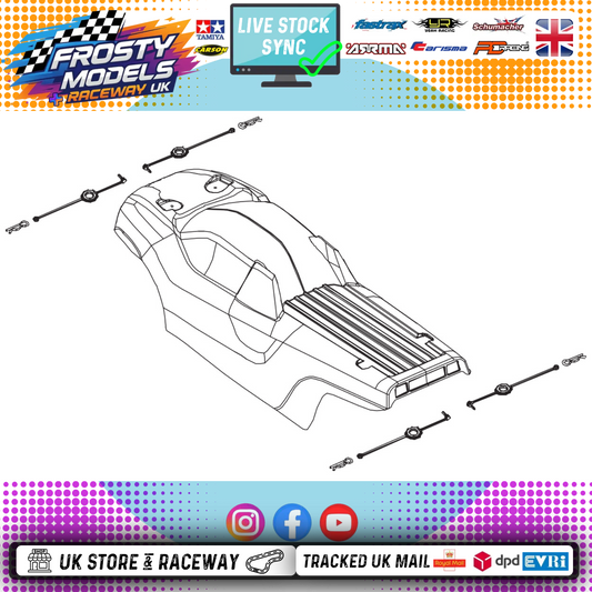 PD RACING SPARES - 1/10TH TK10 & TR10 - Neon RED/Black Colour Body with Sticker Sheet for PD861T - PD860R-005