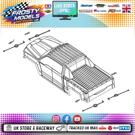 PD RACING SPARES - 1/10TH TK10 & TR10 - Black Colour Truck Body with Sticker Sheet for PD860T / PD860R - PD860R-002