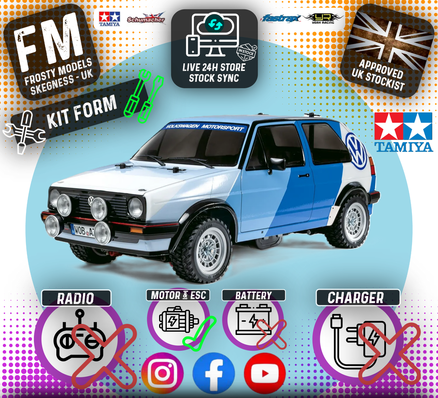TAMIYA 58714 - Golf MK2 GTI 16 Rally (MF01X) - 4WD M-CHASSIS CAR - (ESC & MOTOR INCLUDED ONLY)