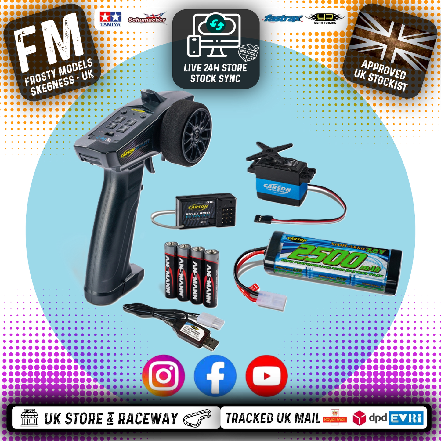 Carson - RC Starter Set Combo - Reflex Radio, Servo, Batteries & Charger - C500099
