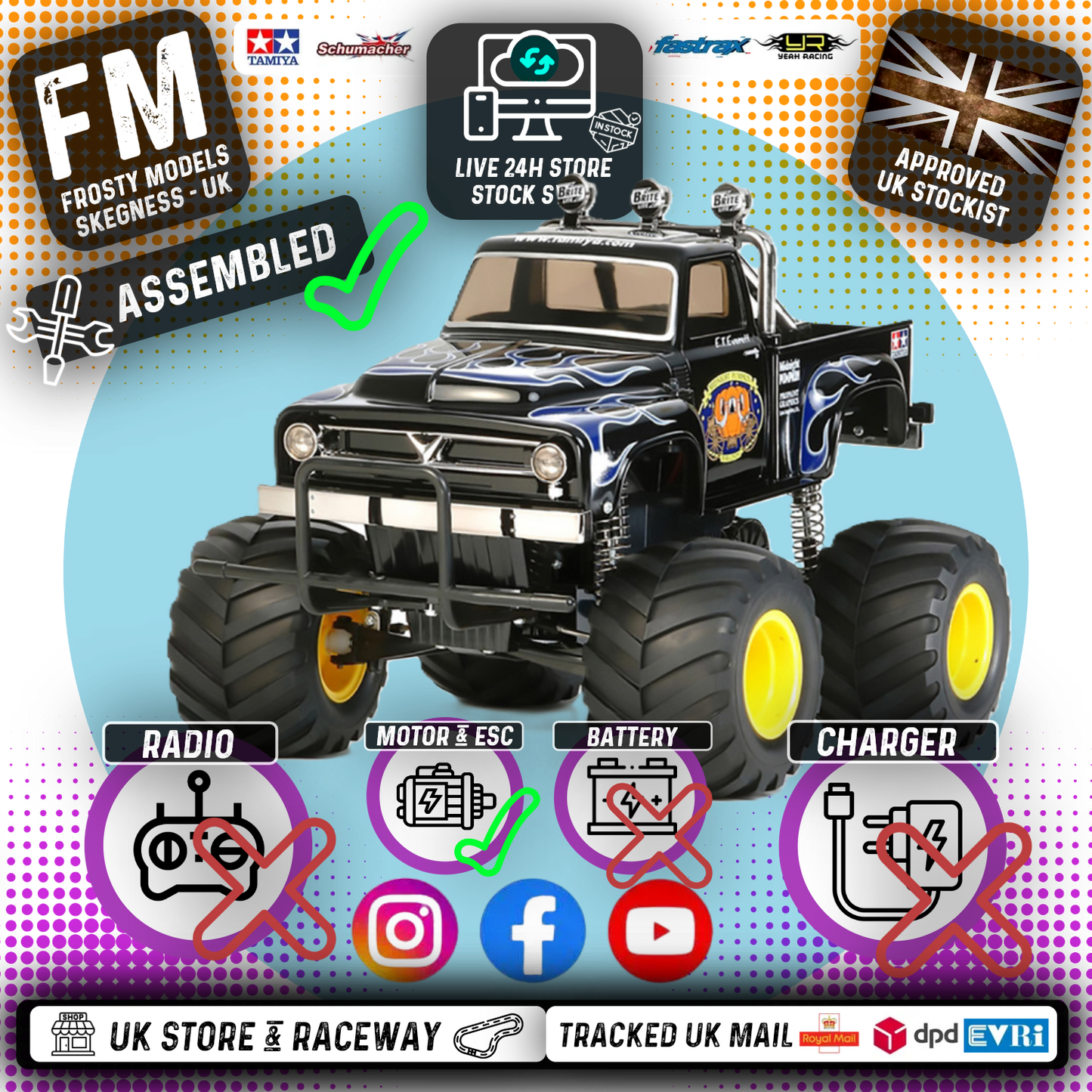 TAMIYA 46705 - Xpert Built MIDNIGHT PUMPKIN - 1/12 2WD TRUCK (Black Edition CW01) INC's ESC & MOTOR (No Radio, Battery or Charger)