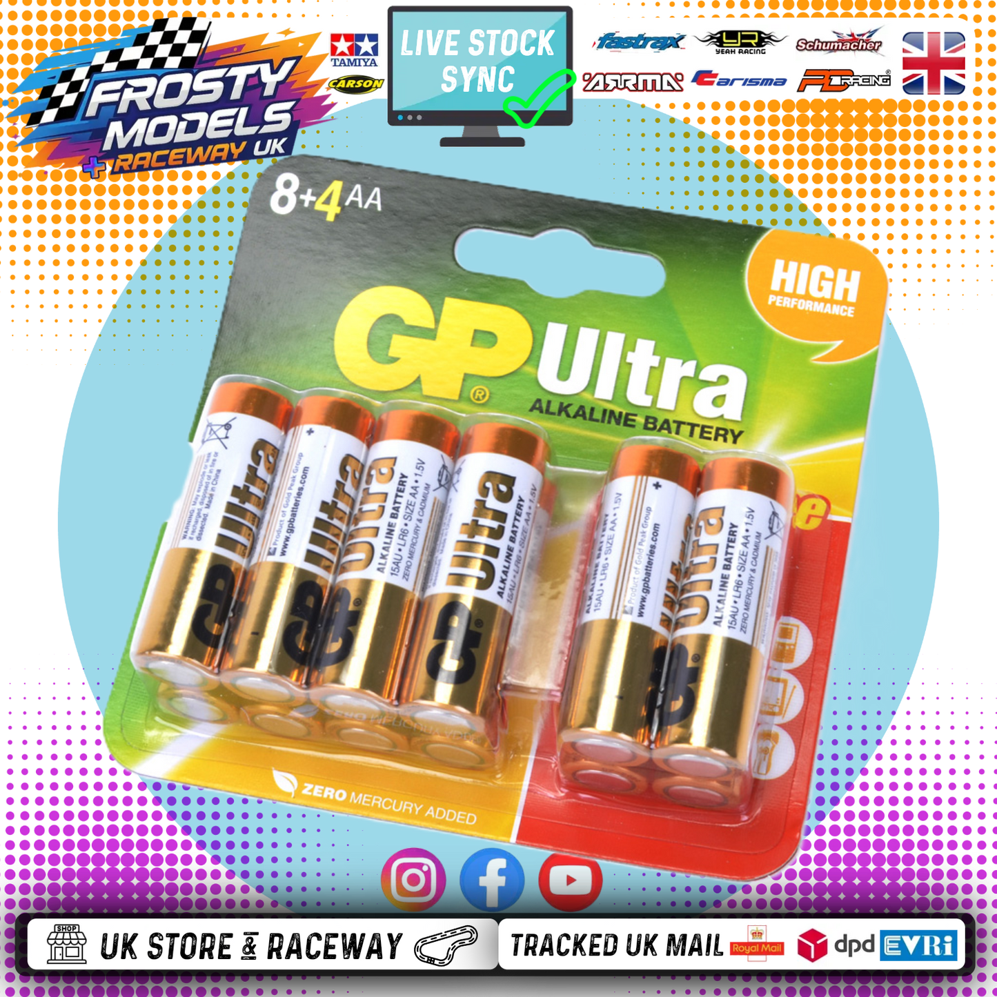 GP - Alkaline AA Pencell Card 8 + 4 Item No. G719 (12pcs) High Performance Battery (Batteries) - G719