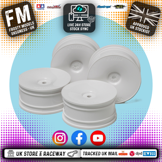 Tamiya 53914 - 1/10 Touring Car White Dish Wheels (26mm / O-Offset) 12mm Hex Drive