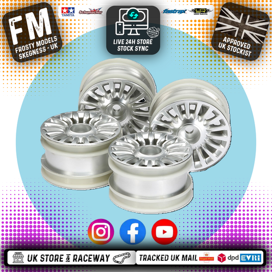 Tamiya 51362 - M-Chassis 18 Spoke Wheels (4 pcs) Silver (Fits TT01e Euro Trucks & M-Chassis Cars)