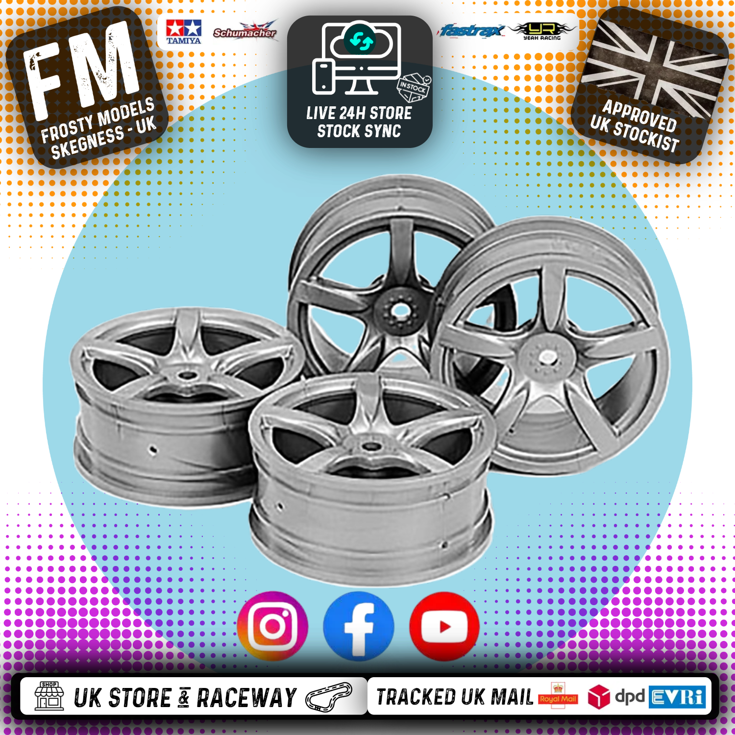 Tamiya 51072 - Carrera Wheels 24mm wide (4 pcs) 1/10 Touring Car Size (12mm hex)
