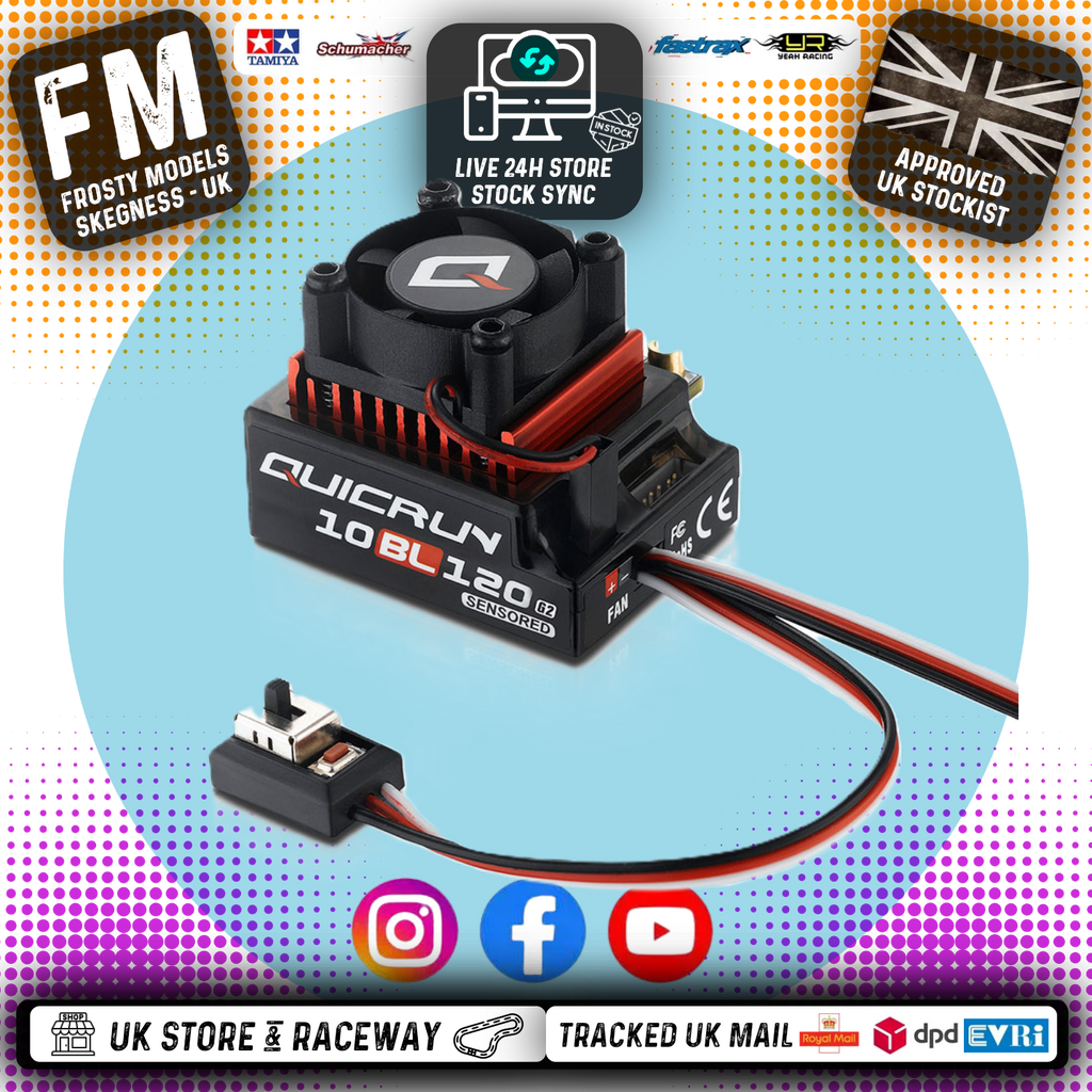 HOBBYWING - QUICRUN 10BL120 G2 - BRUSHLESS SENSORED ESC - WITH BATTERY PLUG - HW30107200 (IDEAL for 1/10th Touring Cars/Buggies/Drift Cars)
