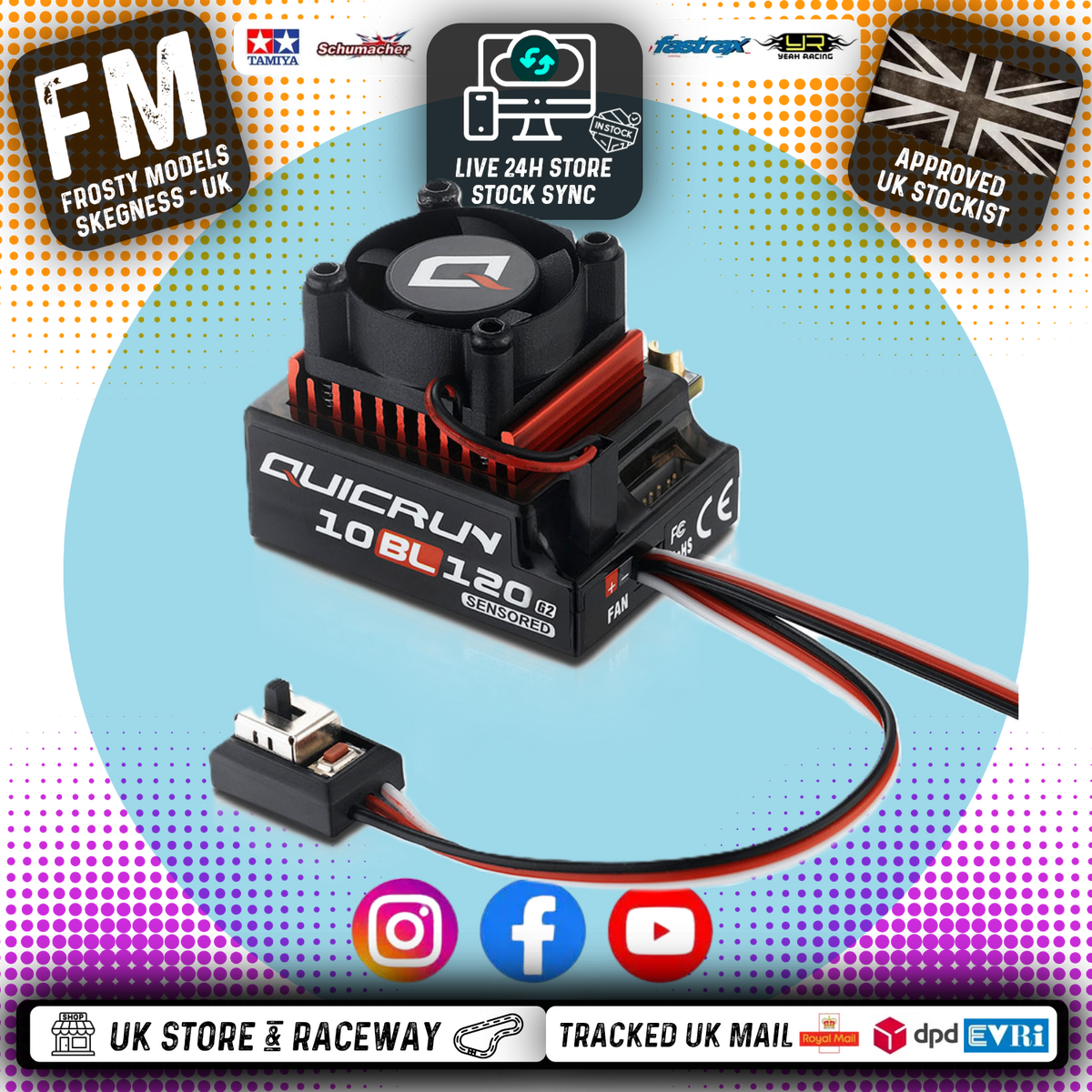 HOBBYWING - QUICRUN 10BL120 G2 - BRUSHLESS SENSORED ESC - WITH BATTERY PLUG - HW30107200 (IDEAL for 1/10th Touring Cars/Buggies/Drift Cars)