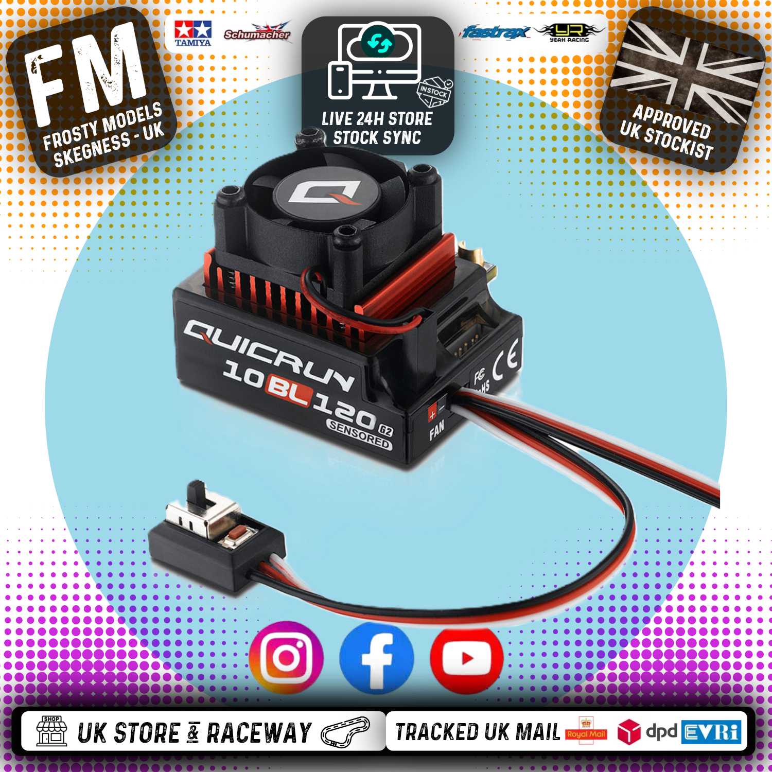 HOBBYWING - QUICRUN 10BL120 G2 - BRUSHLESS SENSORED ESC - WITH BATTERY PLUG - HW30107200 (IDEAL for 1/10th Touring Cars/Buggies/Drift Cars)