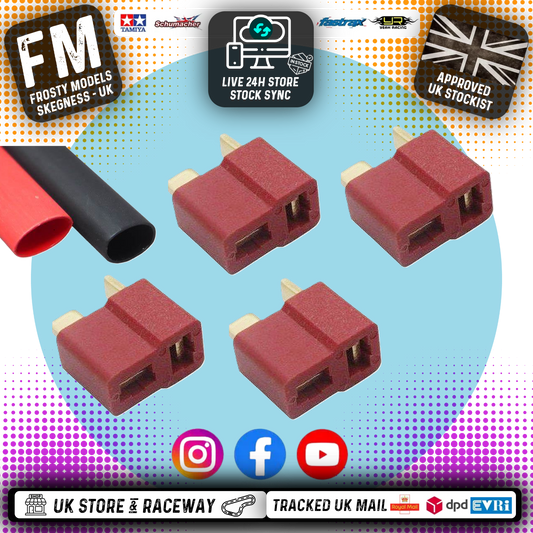 SCHUMACHER - T CONNECTOR (DEANS) RED 4X FEMALE & HEATSHRINK - H1048