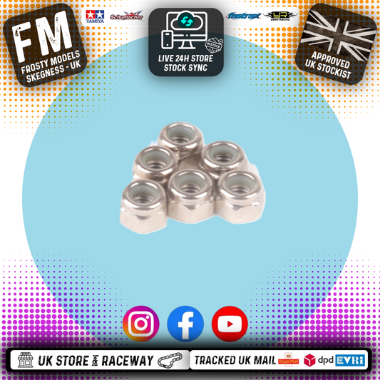 Core RC - Nyloc Wheel Nut SILVER M4 - 1/10 RC CAR SIZE (6PCS) CRA149