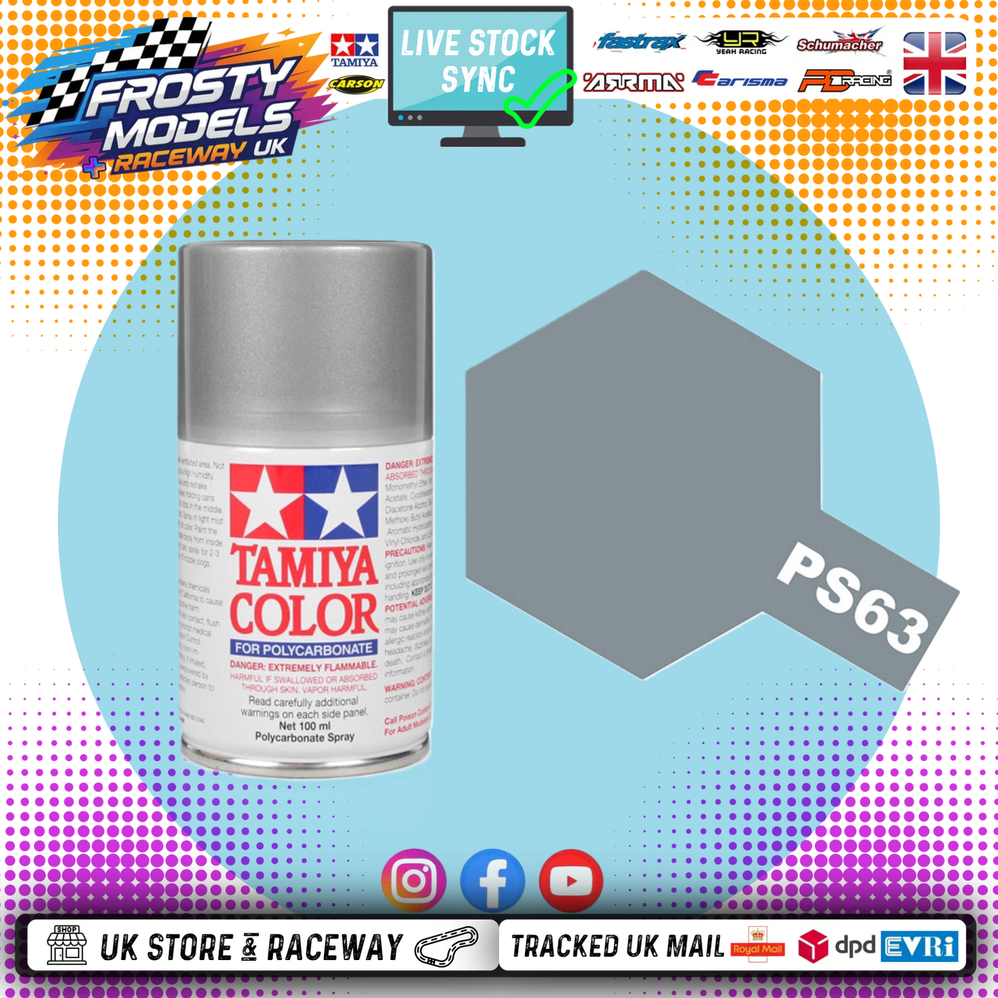 Tamiya - PS63 BRIGHT GUN METAL LEXAN SPRAY PAINT FOR RC CAR BODIES