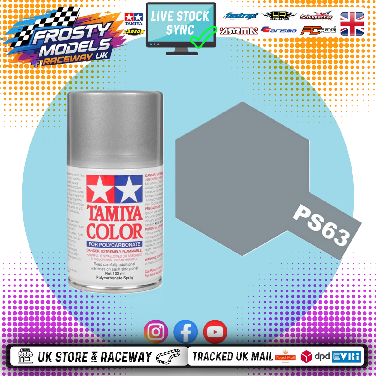 Tamiya - PS63 BRIGHT GUN METAL LEXAN SPRAY PAINT FOR RC CAR BODIES