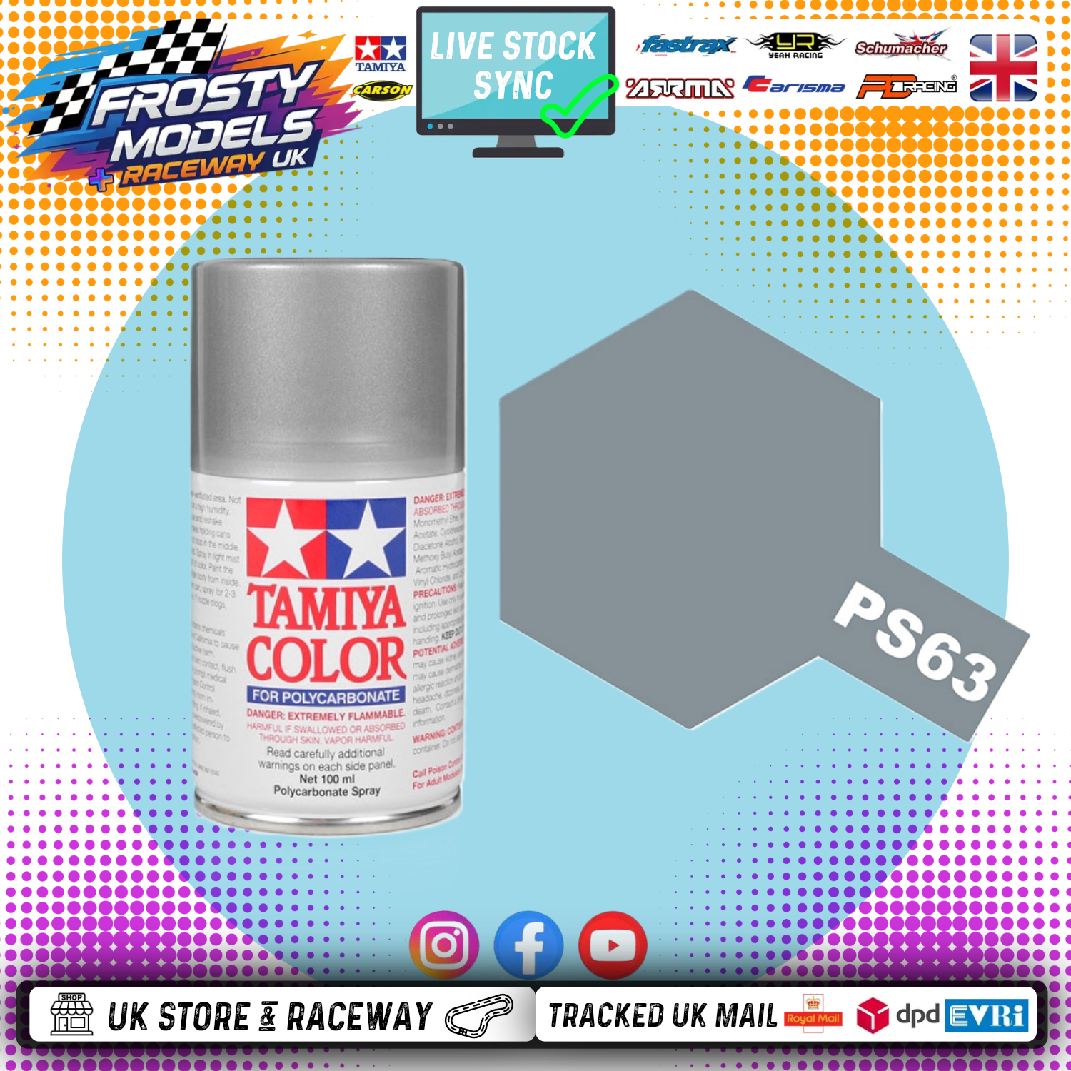 Tamiya - PS63 BRIGHT GUN METAL LEXAN SPRAY PAINT FOR RC CAR BODIES