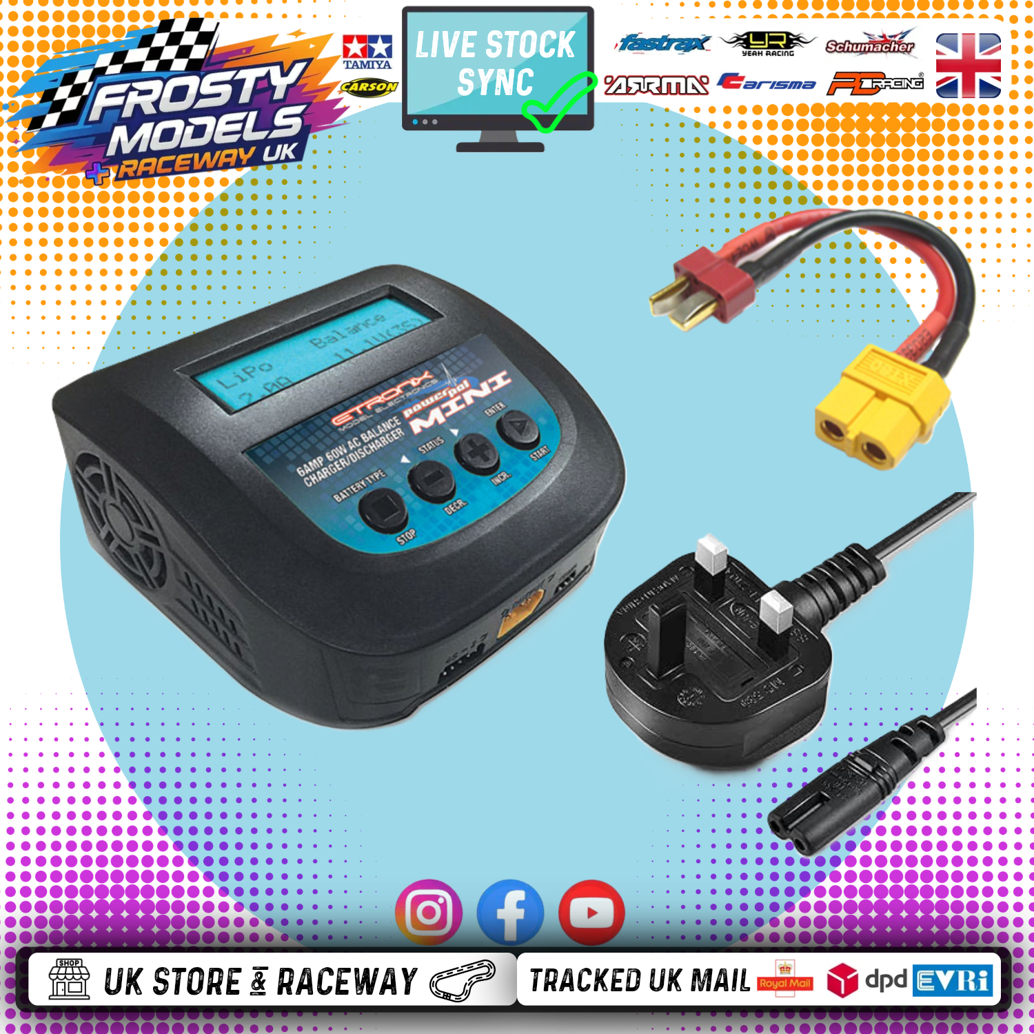 ETRONIX - POWERPAL AC240V LIPO/HV/NIMH 6A 60W BALANCE CHARGER/DISCHARGER - ET0204 (Wires included)
