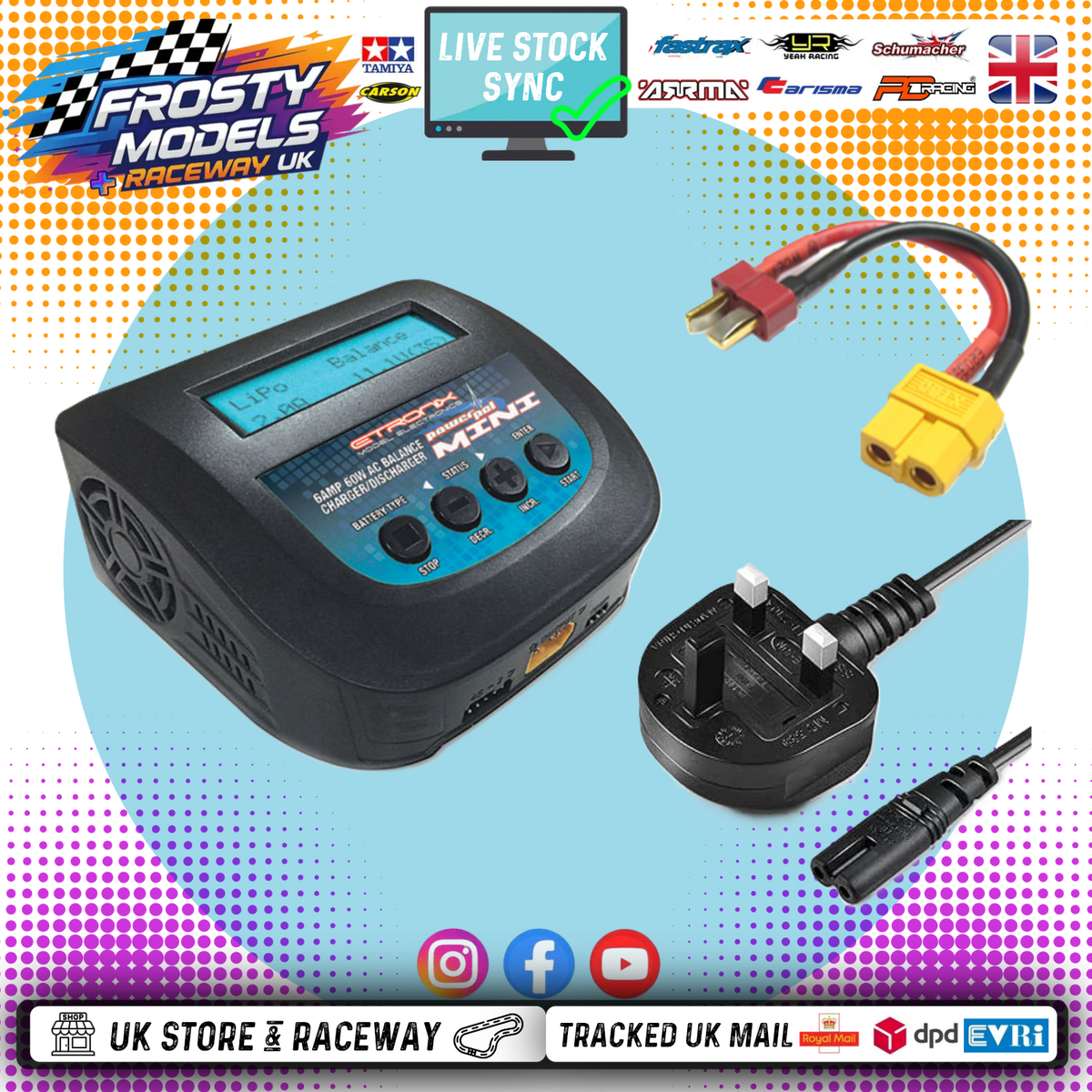 ETRONIX - POWERPAL AC240V LIPO/HV/NIMH 6A 60W BALANCE CHARGER/DISCHARGER - ET0204 (Wires included)