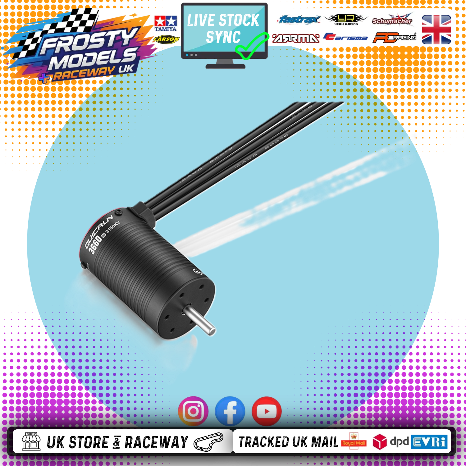 HOBBYWING - QUICRUN 3660SL (5mm shaft) 3150KV BLACK G2 Brushless 1/10 Motor - HW30404500