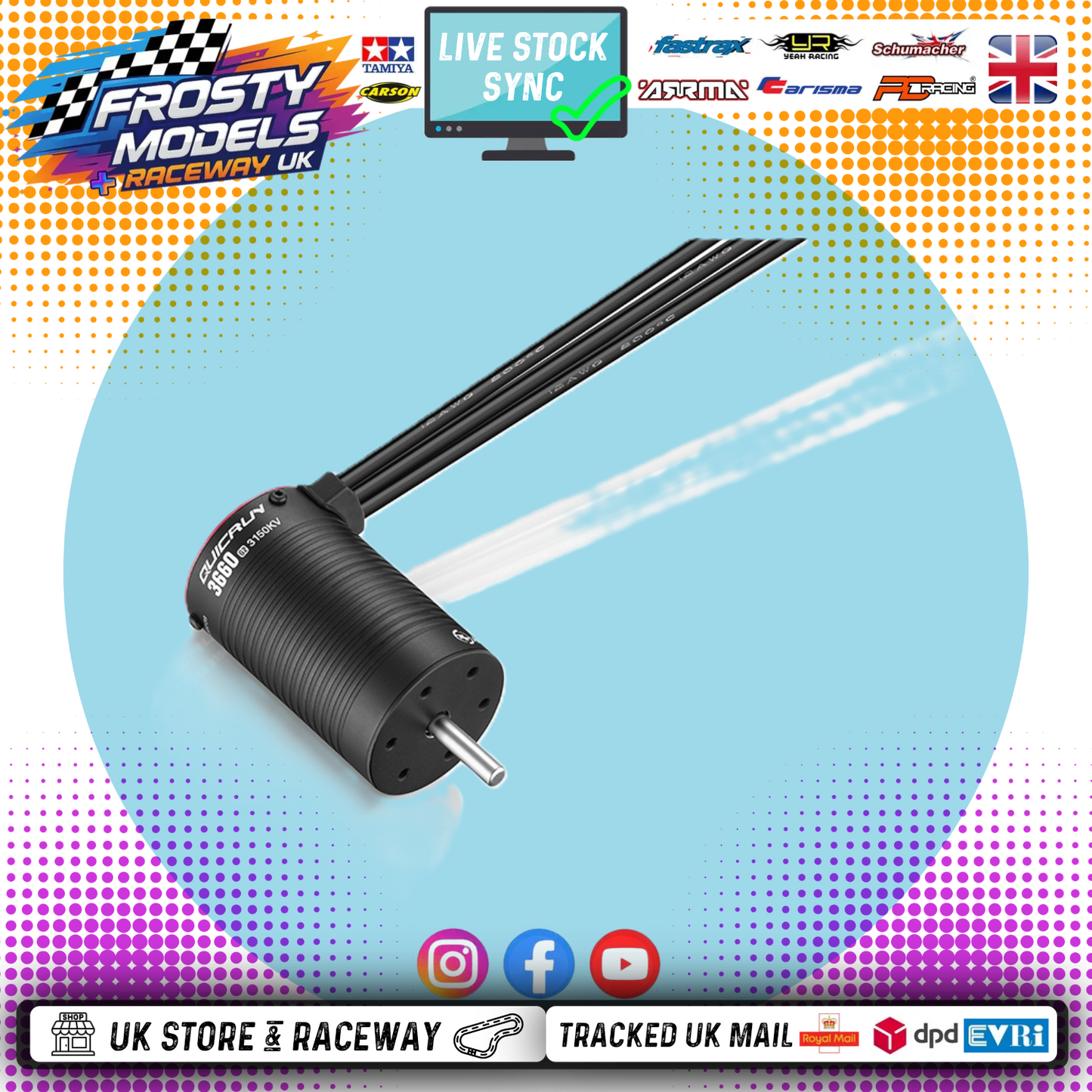 HOBBYWING - QUICRUN 3660SL (5mm shaft) 3150KV BLACK G2 Brushless 1/10 Motor - HW30404500