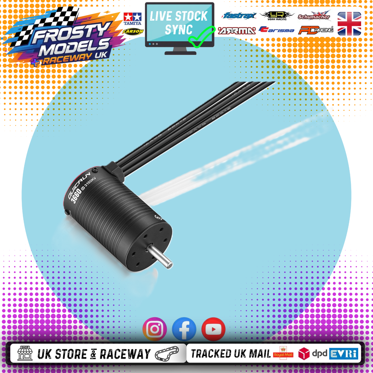 HOBBYWING - QUICRUN 3660SL (5mm shaft) 3150KV BLACK G2 Brushless 1/10 Motor - HW30404500