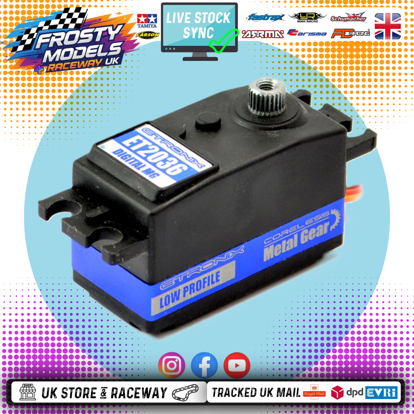 ETRONIX - 9.5KG/0.08S LOW PROFILE STANDARD Coreless DIGITAL SERVO METAL GEARED - ET2036 (FAST/LIGHT/STRONG) (Super FAST)