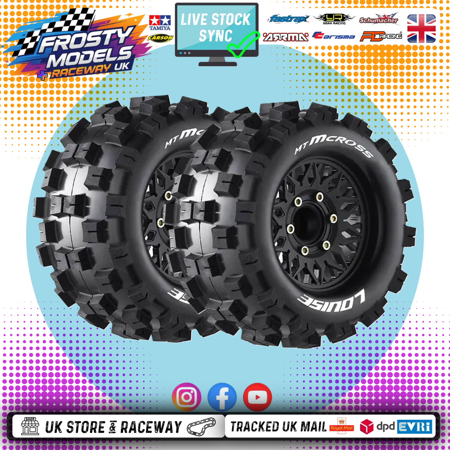 LOUISE RC - MT-MCROSS REMOVABLE HEX 1/10th Truck Wheels & Tyres 12,14,17MM 0"& 1/2" OFFSET - L-T3274SX