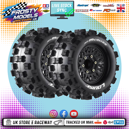 LOUISE RC - MT-MCROSS REMOVABLE HEX 1/10th Truck Wheels & Tyres 12,14,17MM 0"& 1/2" OFFSET - L-T3274SX