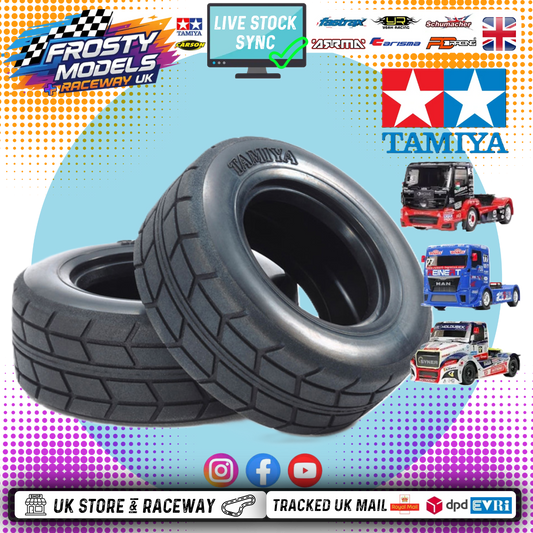 TAMIYA 51589 - TT01E 1/14 RC RACING EURO TRUCK TYRES / TIRES (2Pcs CARPET & TARMAC)