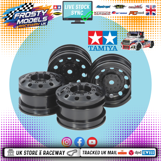 TAMIYA 54741 - TT01E RC 1/14 EURO TRUCK WHEELS F&R (BLACK) (2Pcs Each)