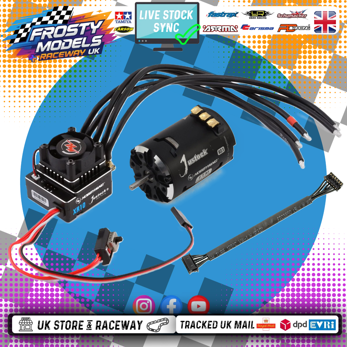 HOBBYWING - Justock Brushless Combo (2S) XR10 G3S ESC + G2.1 21.5T Motor - HW38020373 (For 1/10th & 1/12th Car and Buggy zero-timing (blinky) competitions)