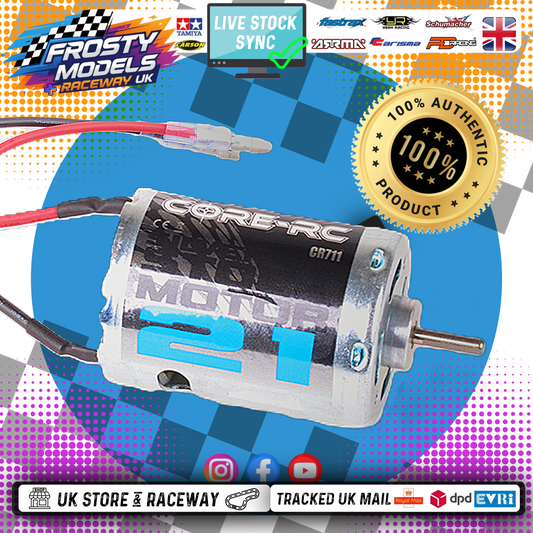 CORE RC - 21 TURN 540 SIZE (FANNED) SILVER TIN CAN BRUSHED MOTOR - CR711 (Frosty Raceway Stock Class Approved)