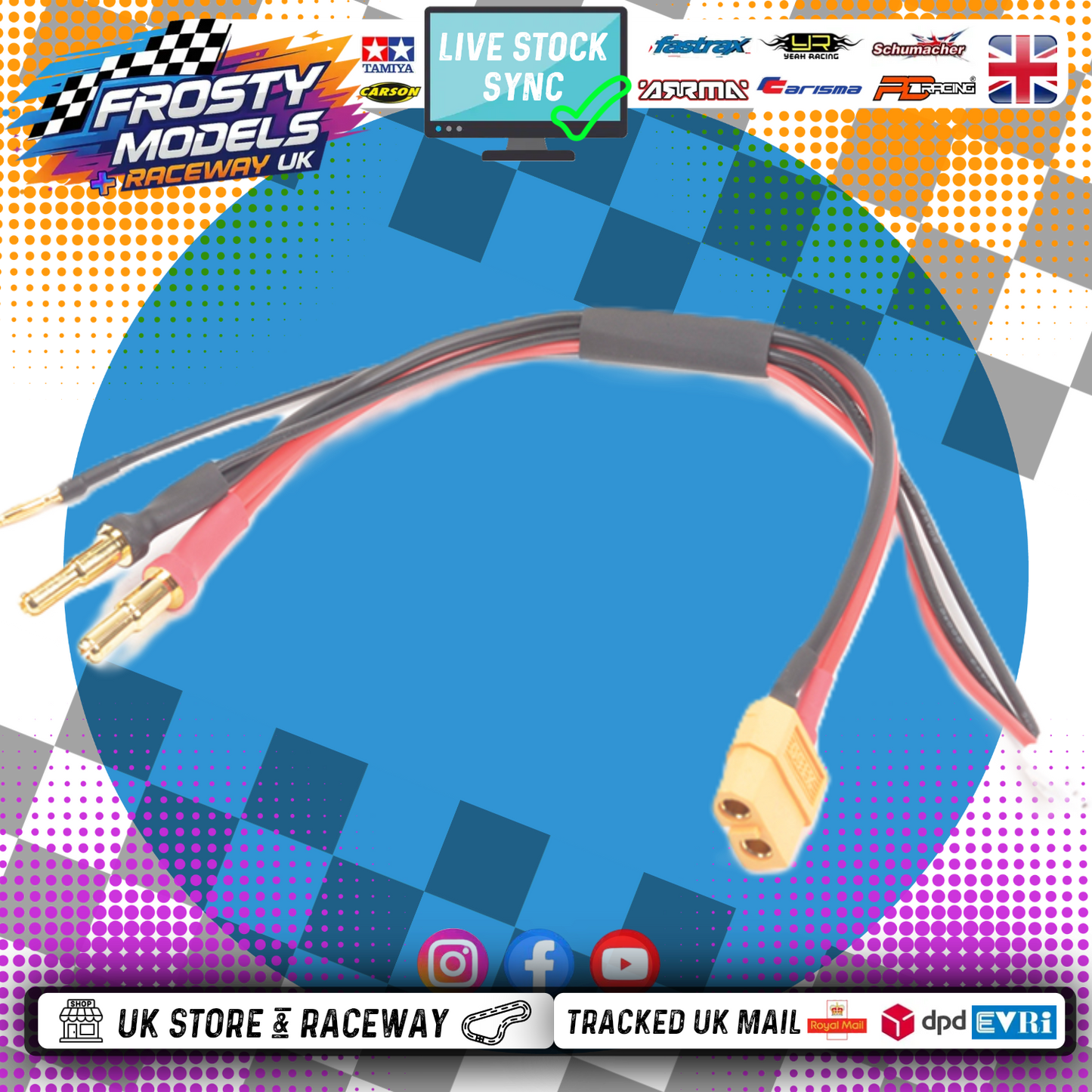 SKY RC - CAR/BUGGY 2S BATTERY CHARGING BALANCE LEAD XT60 to 4 & 5MM BULLET PLUGS - SK-600023-14