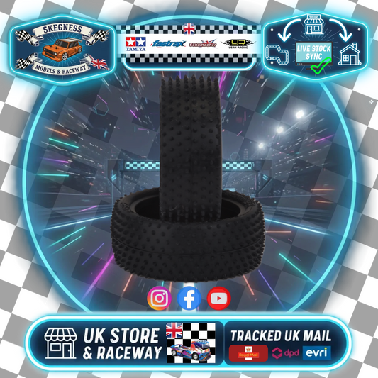 SCHUMACHER - 1/10 CAR SST Mini Pin Tires/Tyres 25mm Wide - Yellow (2pc) U6624 (For Polished Wood Floor Racing)