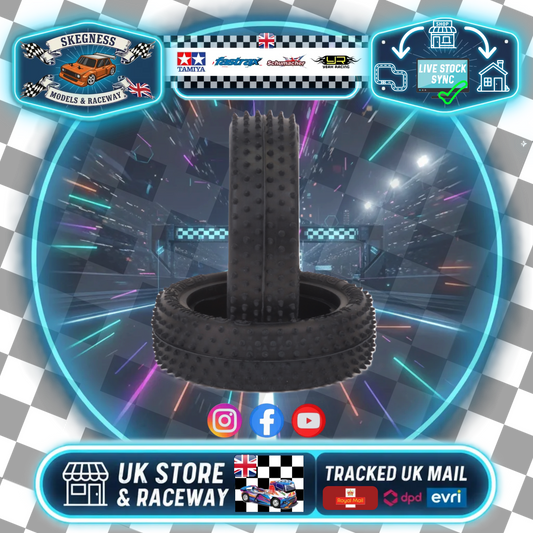 SCHUMACHER - 1/10 CAR SST Mini Pins Tires/Tyres 20mm wide (SKINNY) - Yellow (2pc) U6671 (For Polished Wood Floor Racing)