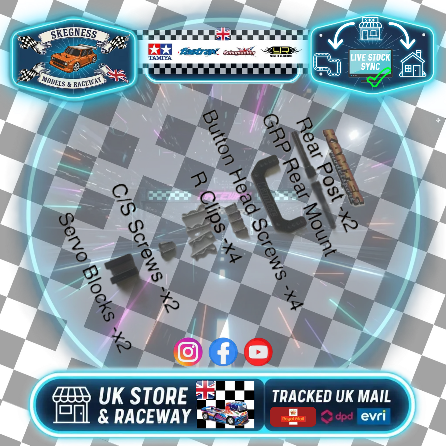 KAMTEC -  Hot Hatch / Supastox / Mini Racer Pro Rear Body Mount Set / 1300 Hot Hatch