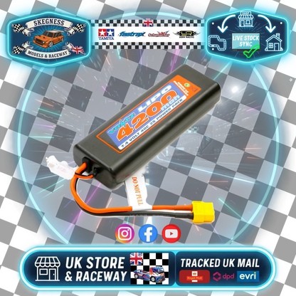 VOLTZ - RC CAR 4200MAH ROUND/OVAL CASE 2S 40C 7.4V LIPO STICK PACK w/XT60 (FITS TT01E) VZ0311XT60