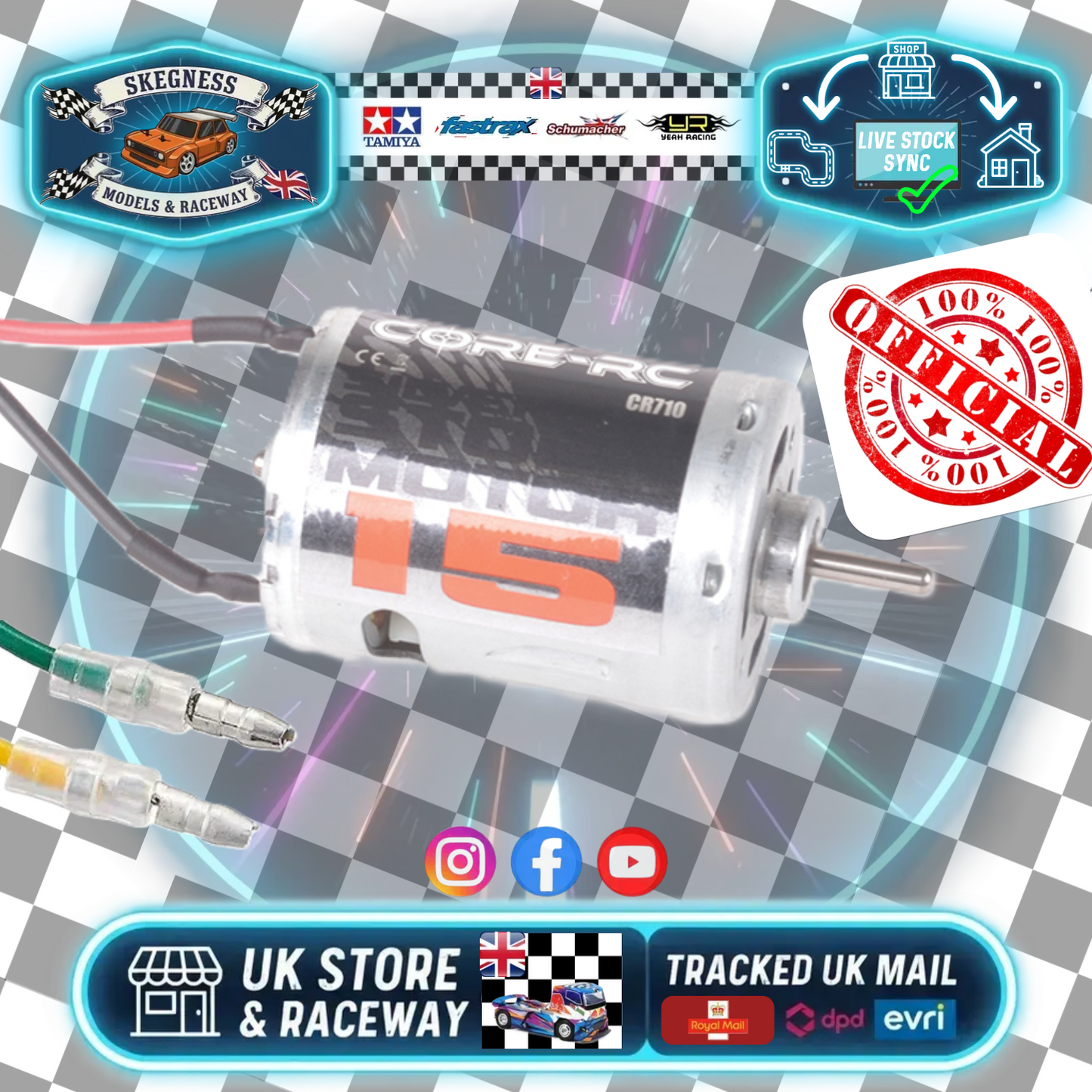 CORE RC - 15 TURN (15T - FANNED) SILVER TIN CAN BRUSHED 1/10 540 MOTOR - CR710