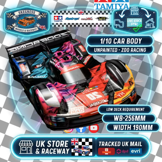 ZooRacing - Hyrax (Hyper Car) - 1/10 RC Touring Car Body - 0.7mm Thickness - ZR-0020-07 (Fits only low shock mounted 1/10 Cars such as a Schumacher Mi9)