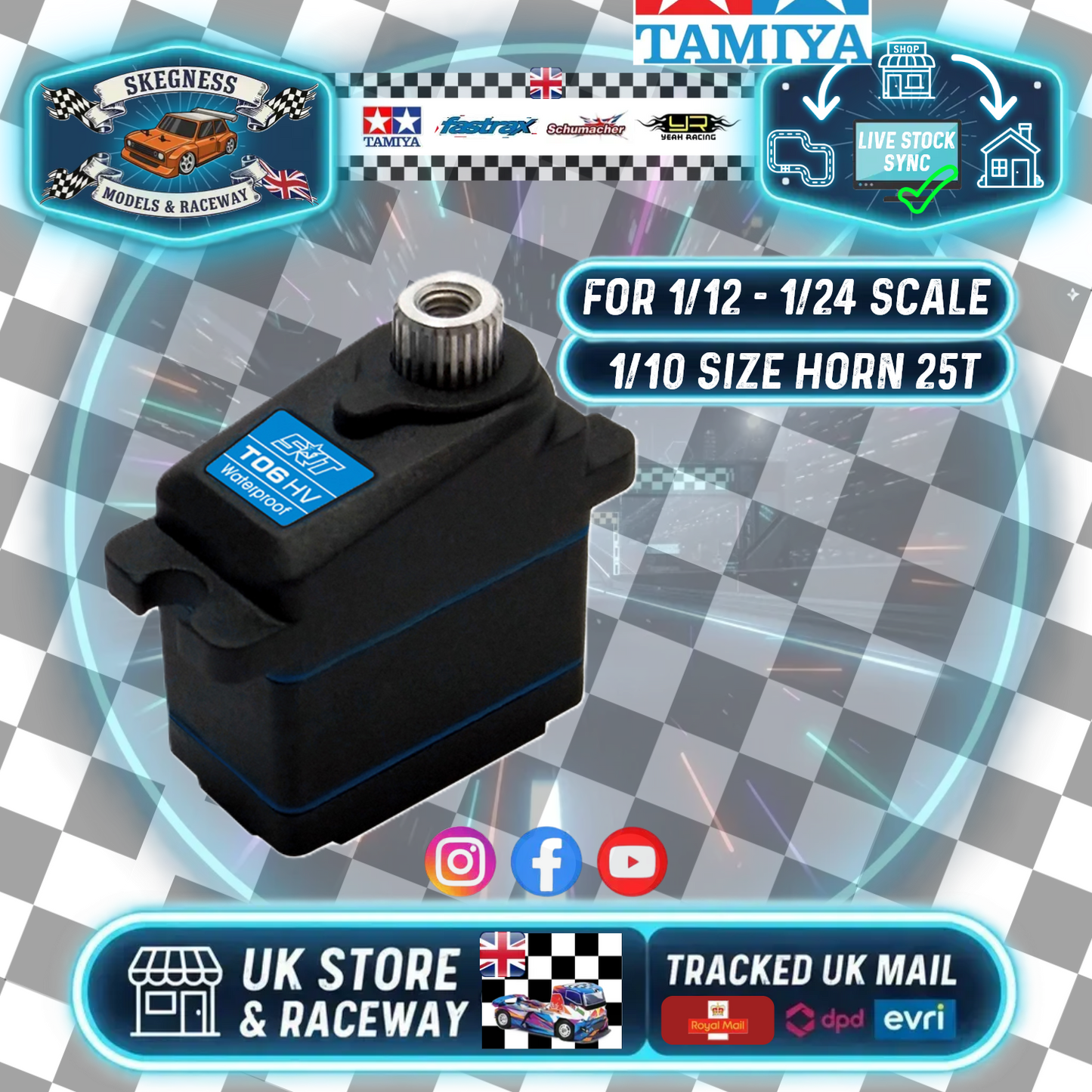 SRT - Metal Geared, Fast, Coreless & Low Profile - HV 6.0V ~ 7.4v STD Digital Servo - SRTT06 (6.0v): 0.23 sec - (25T Spline - Ideal for 1/24 - 1/12th On-road Cars)