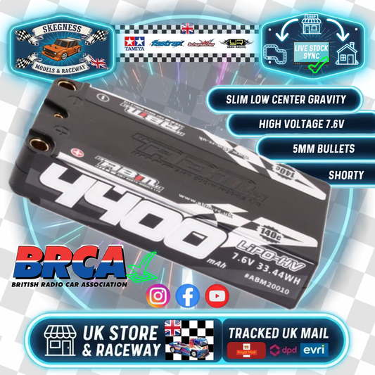 ABM - 4400mAh LCG SLIM Shorty 7.6v Lipo LiHV 140c (5mm Bullets) (L92.5xW46.8xH18.5mm) - ABM20010