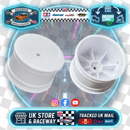 ABM40002 - Rear Wheel for 1/10th Off Road 2wd & 4wd- White (12mm Hex) (2pcs) 37mm wide by 2.2inch tyre diameter