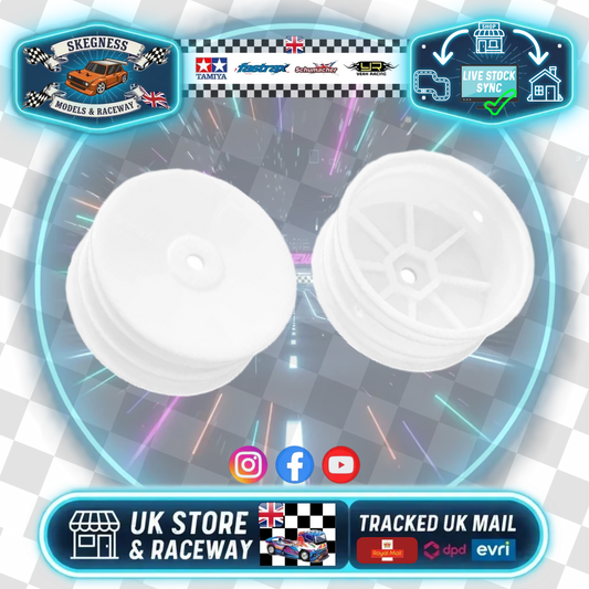 ABM40007 - Front Wheel for 1/10th Off Road 4wd - White (12mm Hex) (2pcs) 26mm wide by 2.2inch tyre diameter