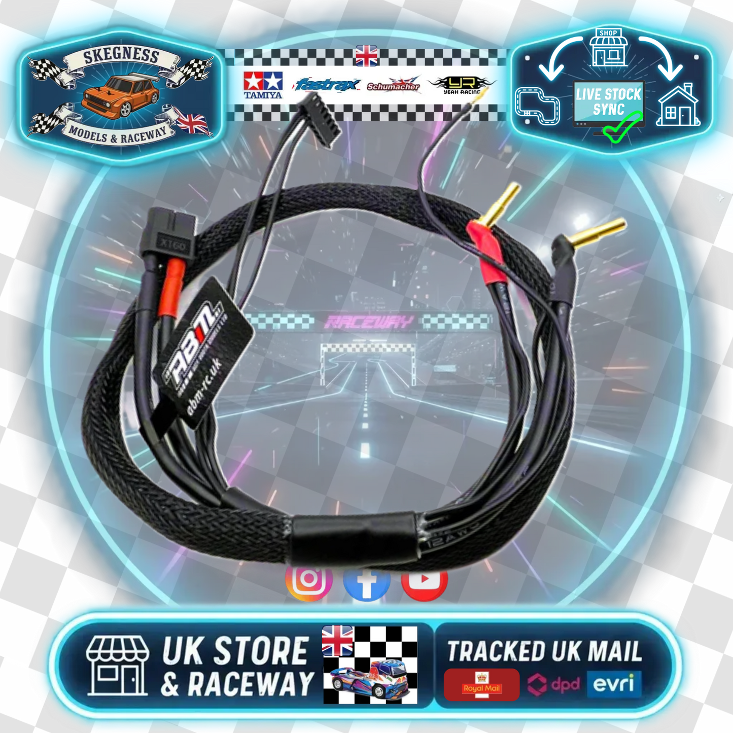 ABM - 60cm long 2S BALANCE CHARGE LEAD XT60 CONNECTOR to 4mm & 5mm Bullets + 2mm Balance Wire - ABM30001