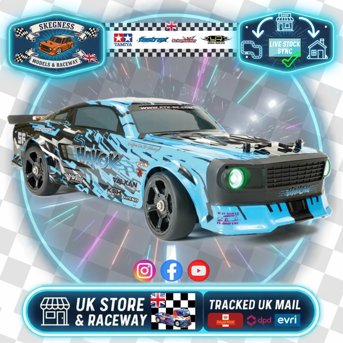 FTX - HAVOK 1/14RC 4WD DRIFT ROADSTER CAR - Ready To Run (BLUE) - FTX5598BL