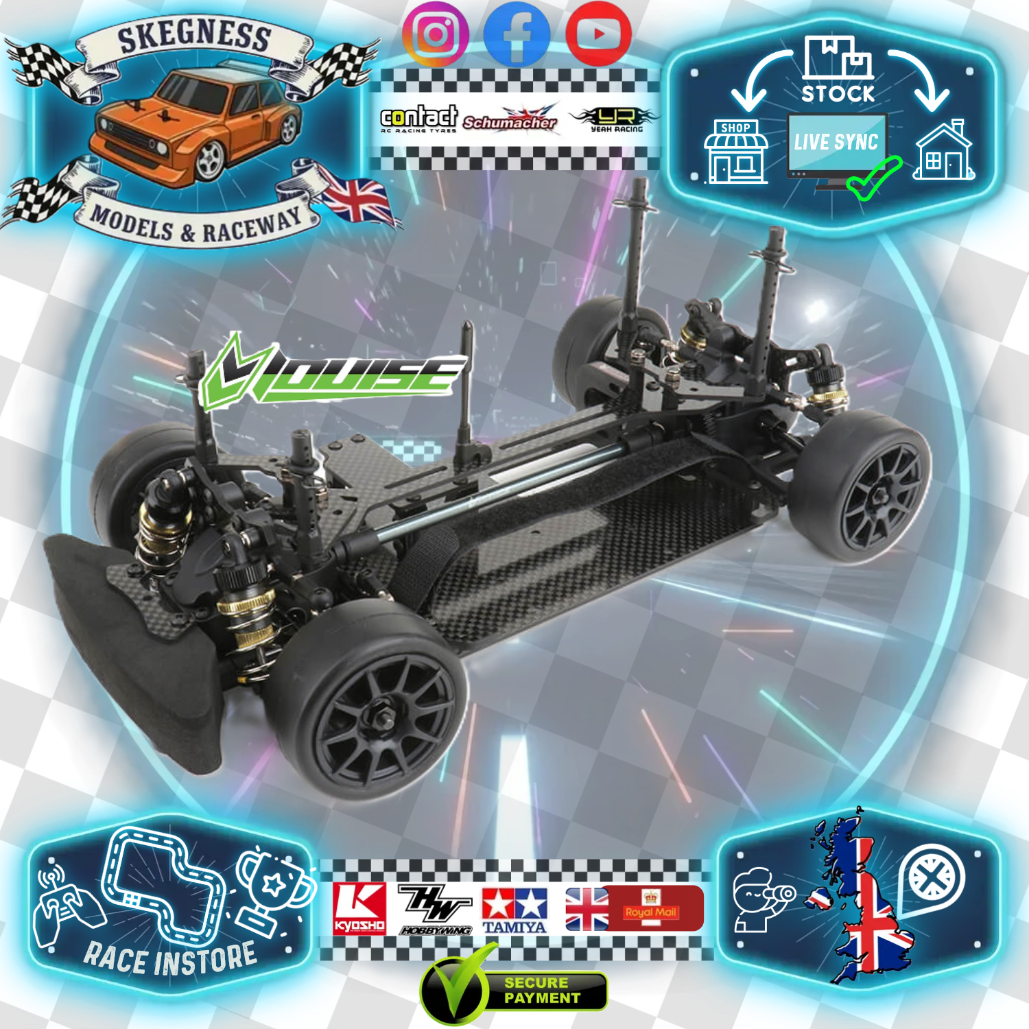 LOUISE - RC 1/10 LMX Carbon Fibre M-CHASSIS (210mm Mini wheelbase) KIT Form - LNBA101 (Same as Carten M210R)