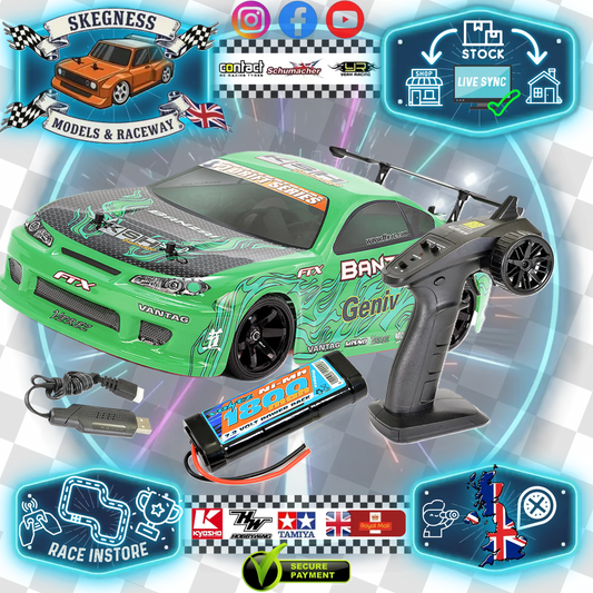 FTX - RC BANZAI 2.4GHZ 4WD RTR 1/10 BRUSHED DRIFT / Touring CAR - GREEN - RADIO/BATTERY/CHARGER INCLUDED