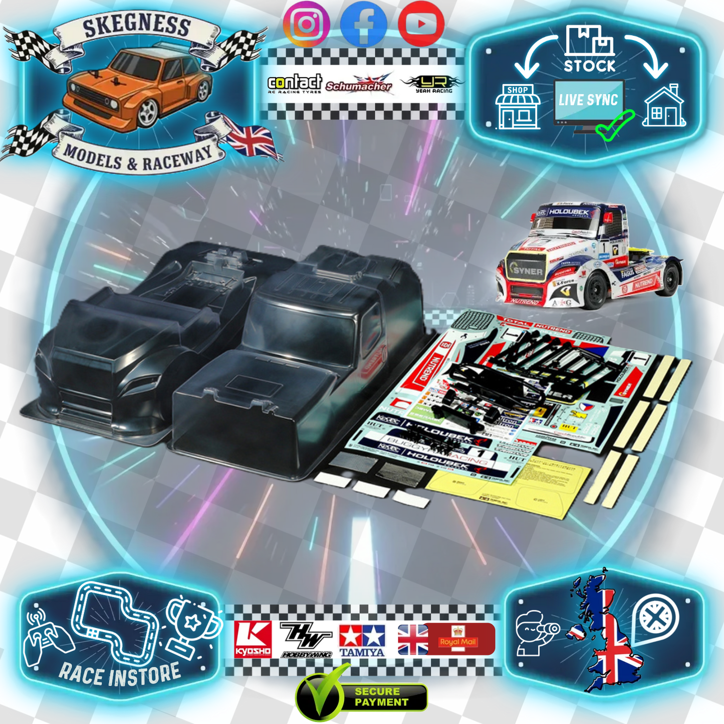 TAMIYA - 51613 BUGGYRA FAT FOX - 1/14 FULL BODY SET Euro Truck- (w/H PARTS, STICKERS & FIXINGS - FOR TT01E EURO TRUCKS)