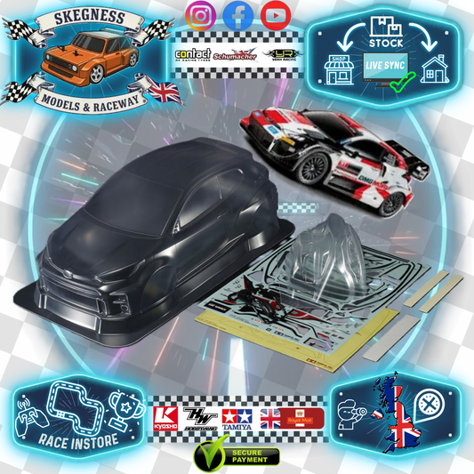 Tamiya 51656 - RC BODY GR YARIS (1/10 M-Chassis size 239mm Wheel Base) - Body parts, Stickers & Masking Included