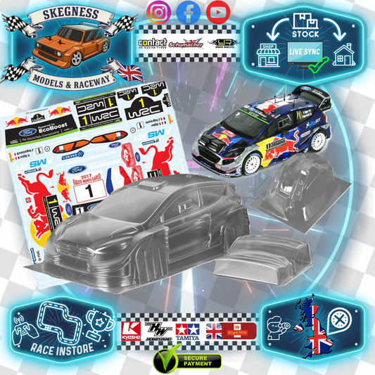TAMIYA - (210mm) Ford Fiesta WRC Body Set in Clear Lexan - For 1/10 M-Chassis MTC (W-170mm x Wheelbase-210mmmm)